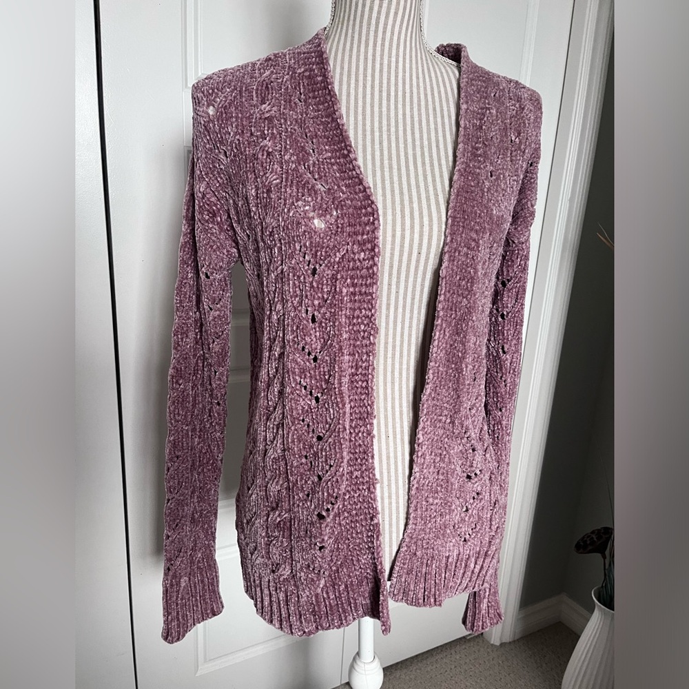 Dusty Rose Chenille Cardigan